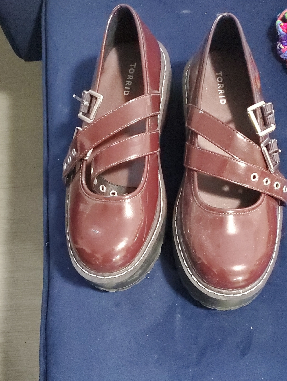 torrid Shiny Burgundy Mary Jane Platform Shoes